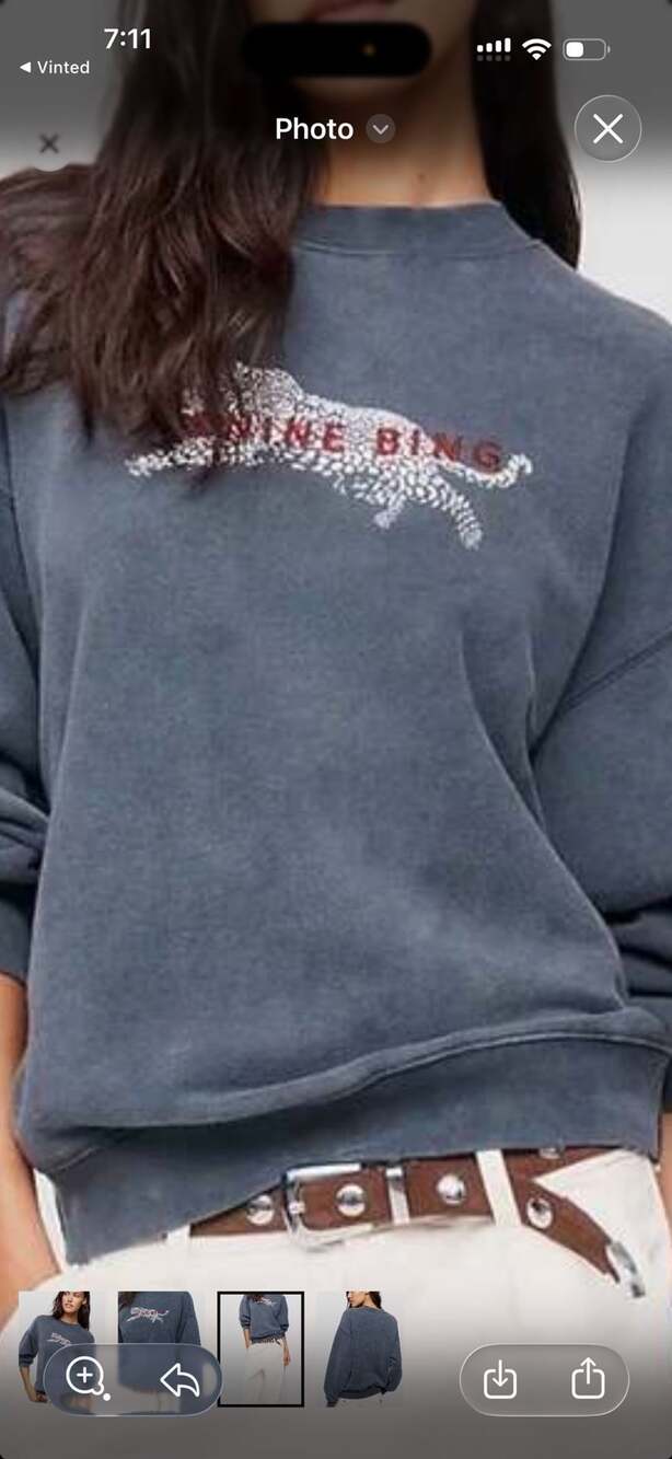 Anine Bing Spencer Leopard Sweatshirt Dark Gray size Medium